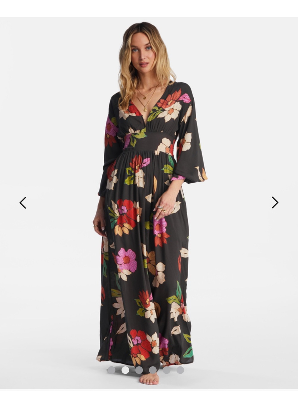 Billabong Night Bloom Floral V-Neck Maxi Dress